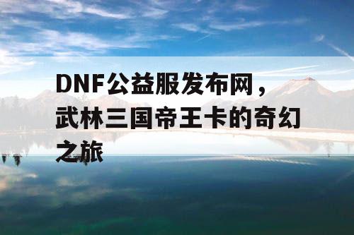 DNF公益服发布网，武林三国帝王卡的奇幻之旅