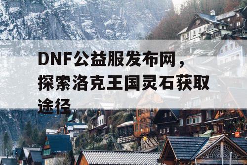 DNF公益服发布网，探索洛克王国灵石获取途径