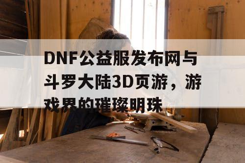 DNF公益服发布网与斗罗大陆3D页游，游戏界的璀璨明珠