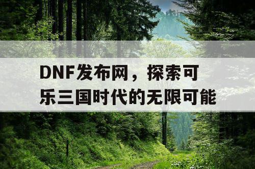 DNF发布网，探索可乐三国时代的无限可能