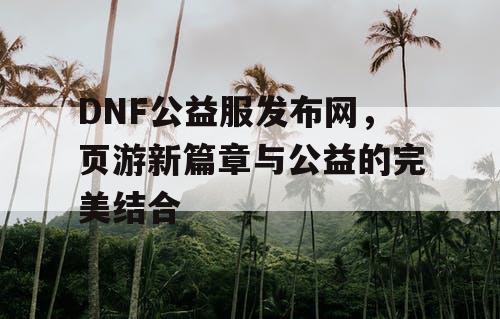 DNF公益服发布网，页游新篇章与公益的完美结合