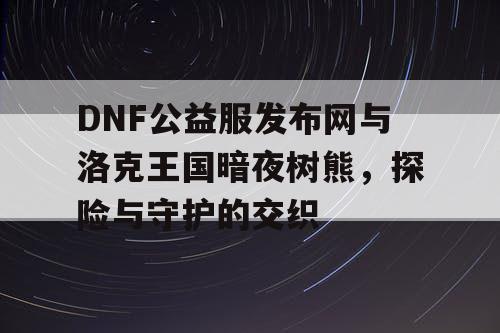 DNF公益服发布网与洛克王国暗夜树熊，探险与守护的交织