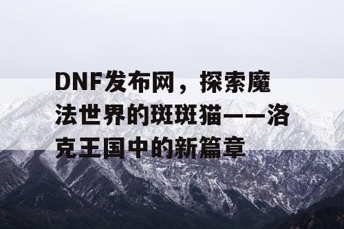 DNF发布网，探索魔法世界的斑斑猫——洛克王国中的新篇章