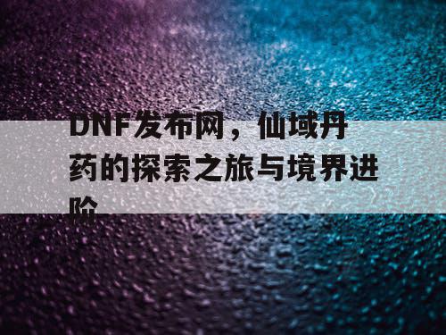 DNF发布网，仙域丹药的探索之旅与境界进阶