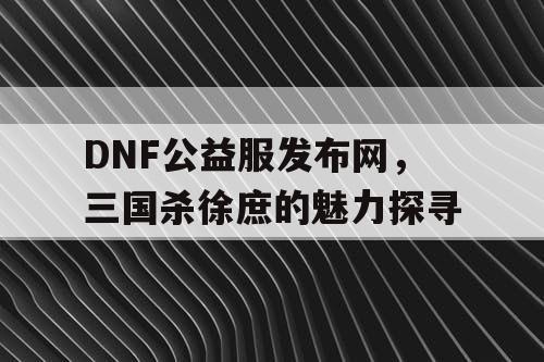 DNF公益服发布网，三国杀徐庶的魅力探寻