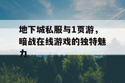 地下城私服与1页游，暗战在线游戏的独特魅力